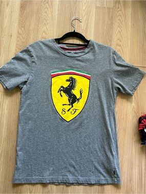 Puma Grey Short Sleeve Tee with Yellow Shield Logo